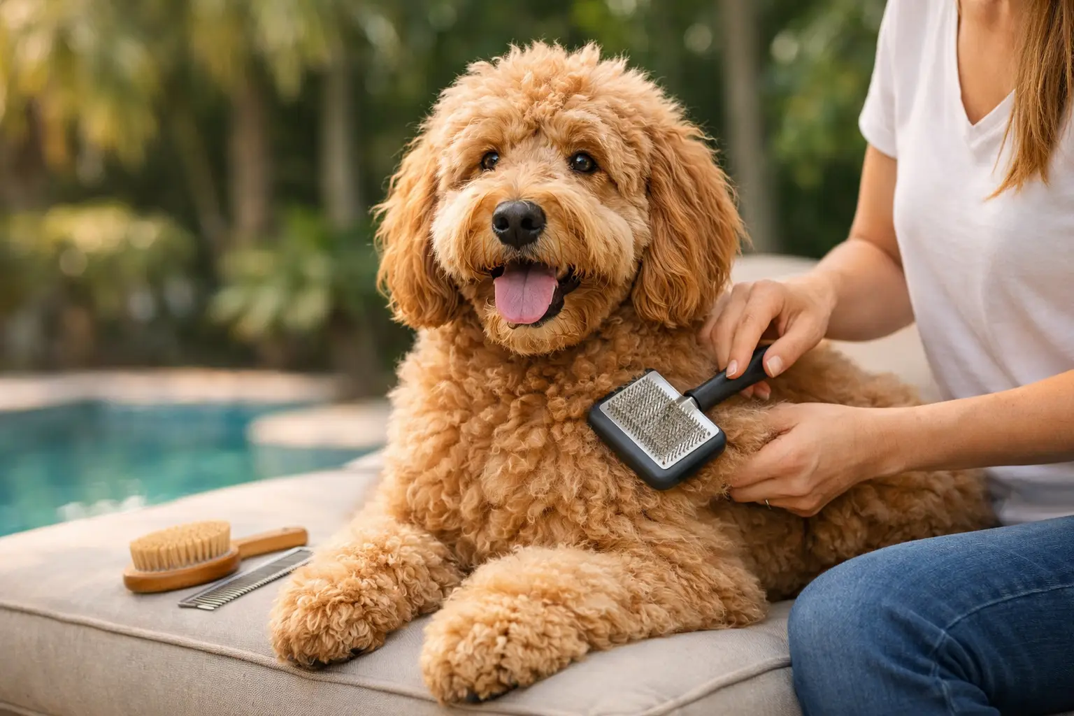 How to Brush Curly Goldendoodles Without Mats | Shalom Goldendoodles by Mary How to Brush Curly Goldendoodles Without Mats